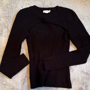 Good American Black Knit Top with Cutout